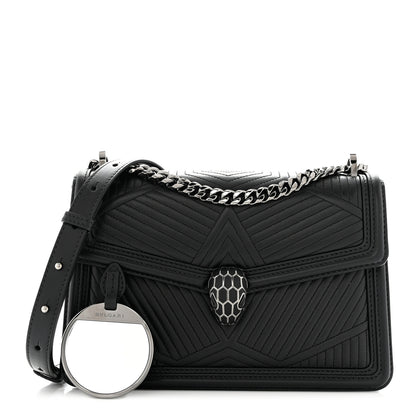 Bulgari Quilted Nappa Smooth Calfskin Serpenti Forever Diamond Blast Shoulder Bag Black 1 of 10