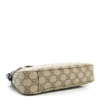 Gucci GG Supreme Monogram Textured Calfskin Small Emblem Shoulder Bag Beige Black 4 of 10