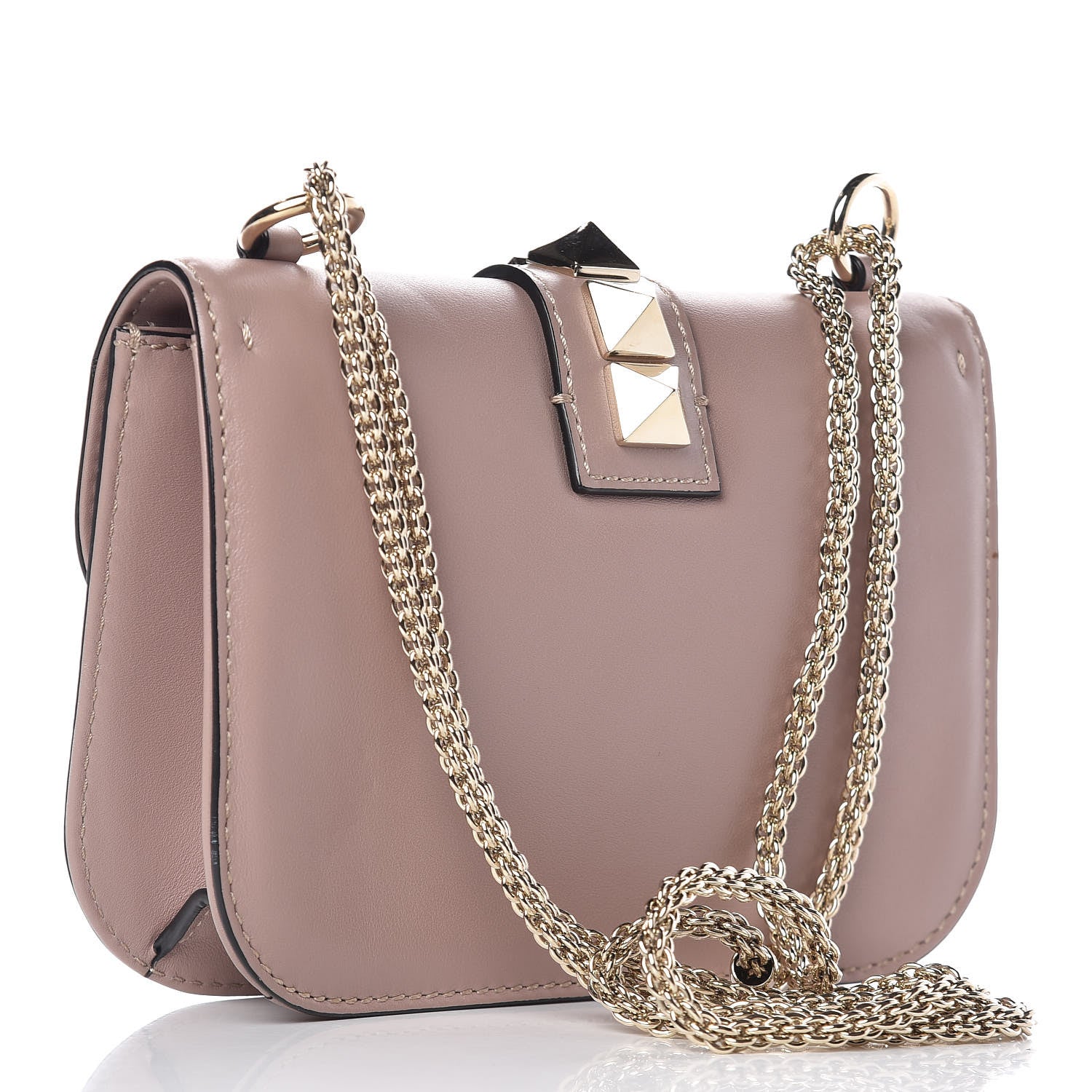 Valentino Garavani Vitello Small Glam Lock Rockstud Flap Poudre 3 of 10