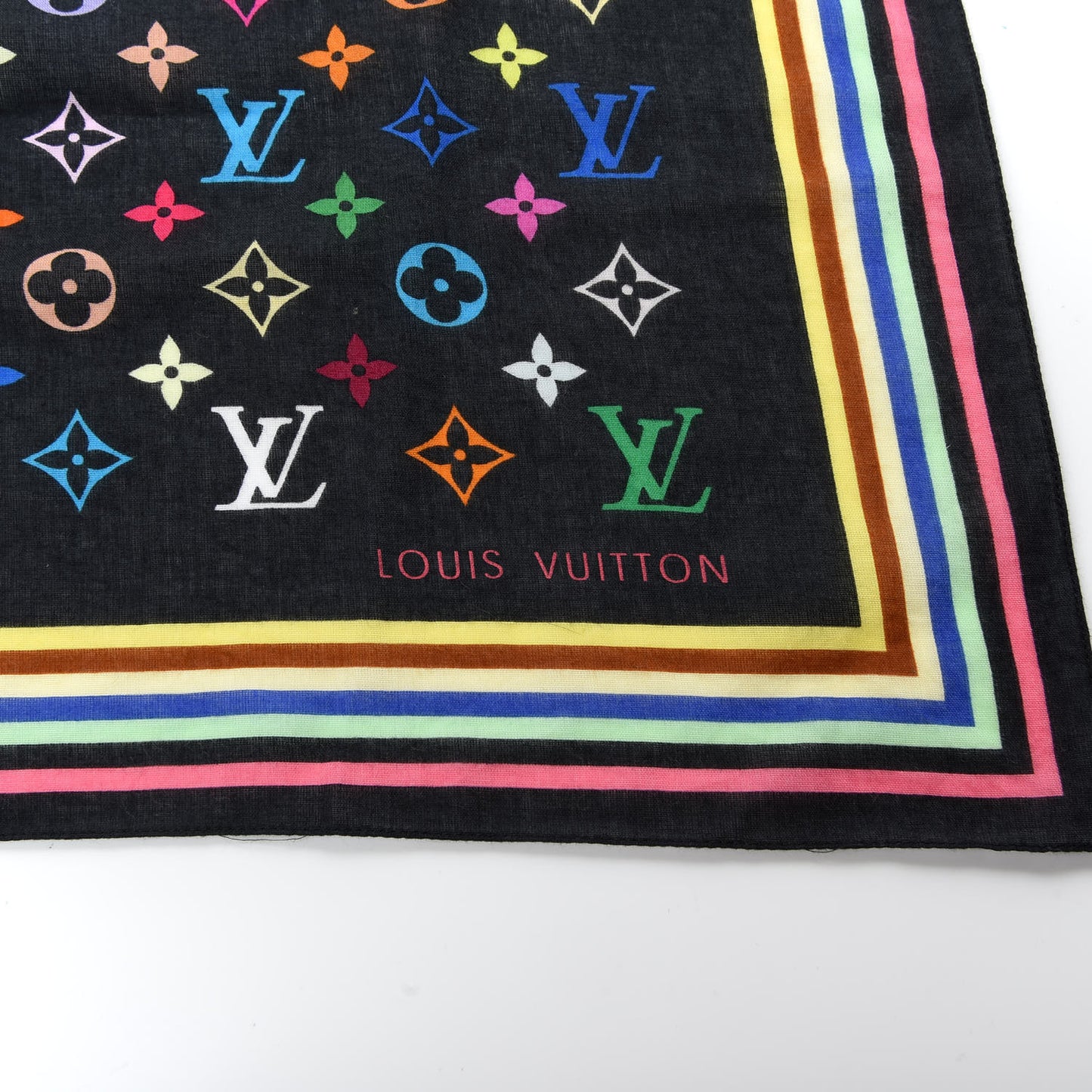Silk Multicolor Eye Love Scarf Black