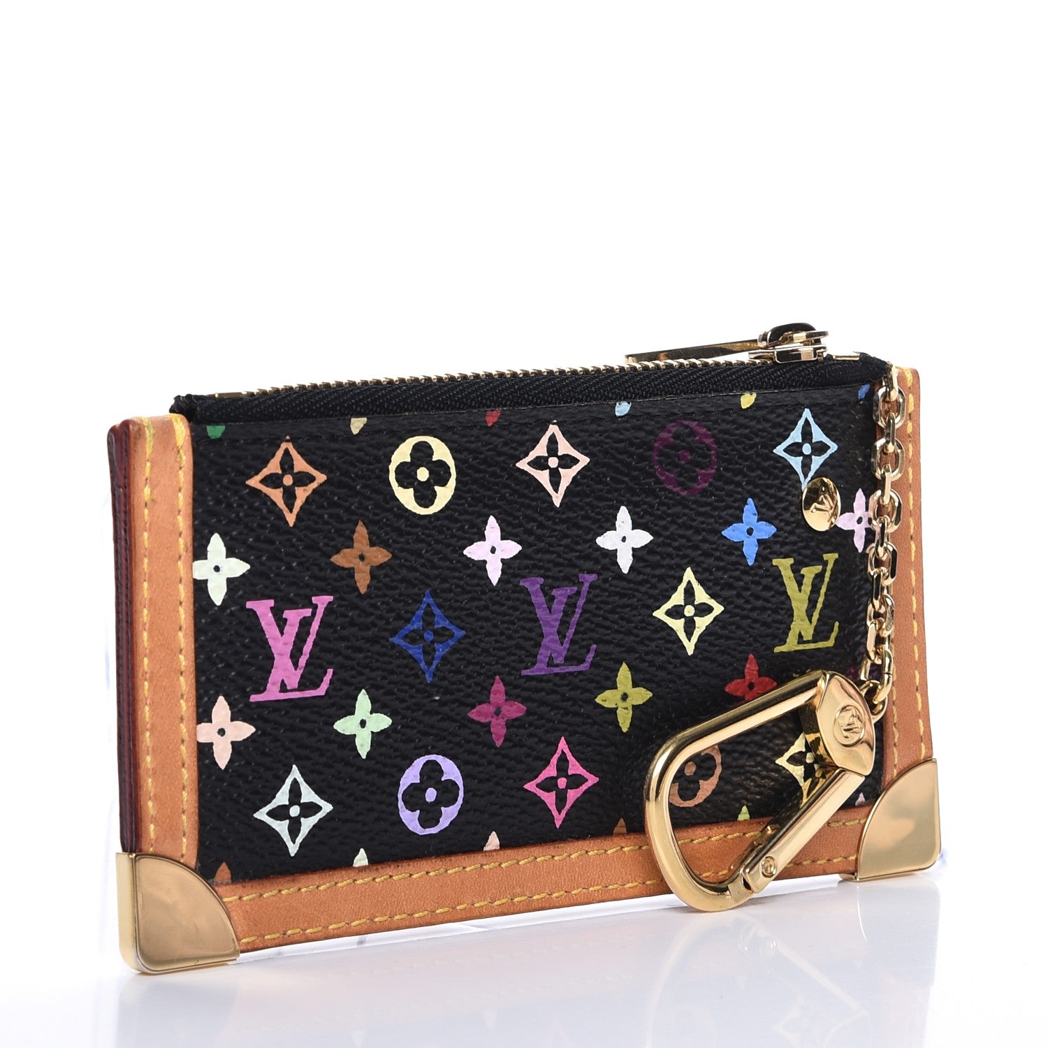 Louis Vuitton Monogram Multicolor Key Pouch Black 3 of 7