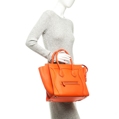 Celine Smooth Calfskin Mini Luggage Bright Orange 2 of 7