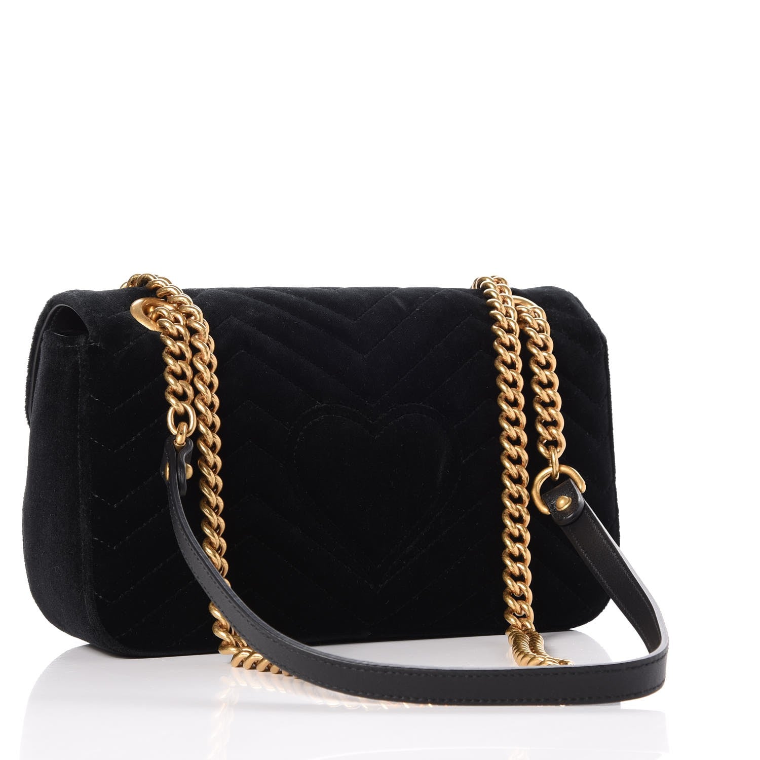 Gucci Velvet Matelasse Small GG Marmont Shoulder Bag Black 3 of 8