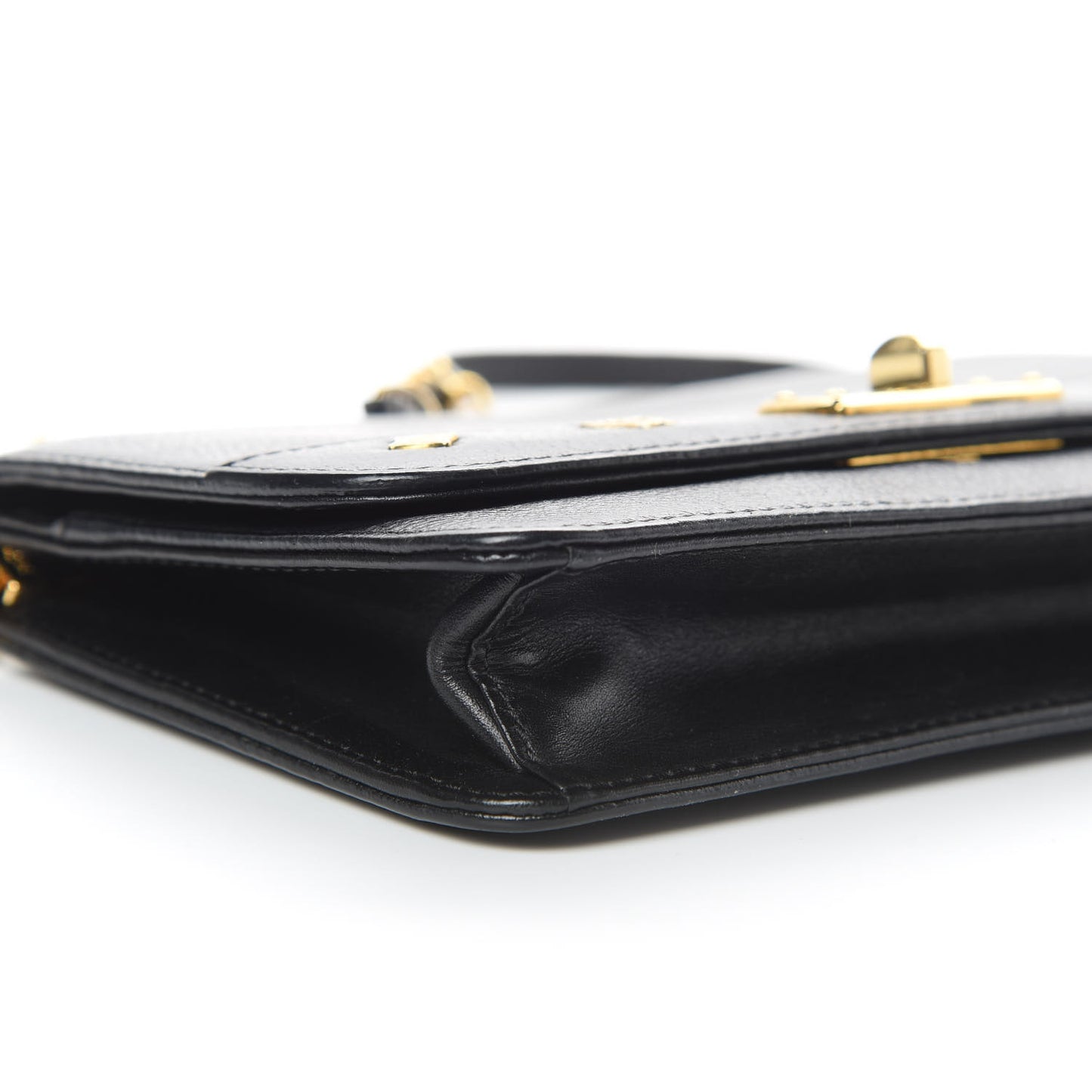 Grained Calfskin Studded Crossbody Bag Black