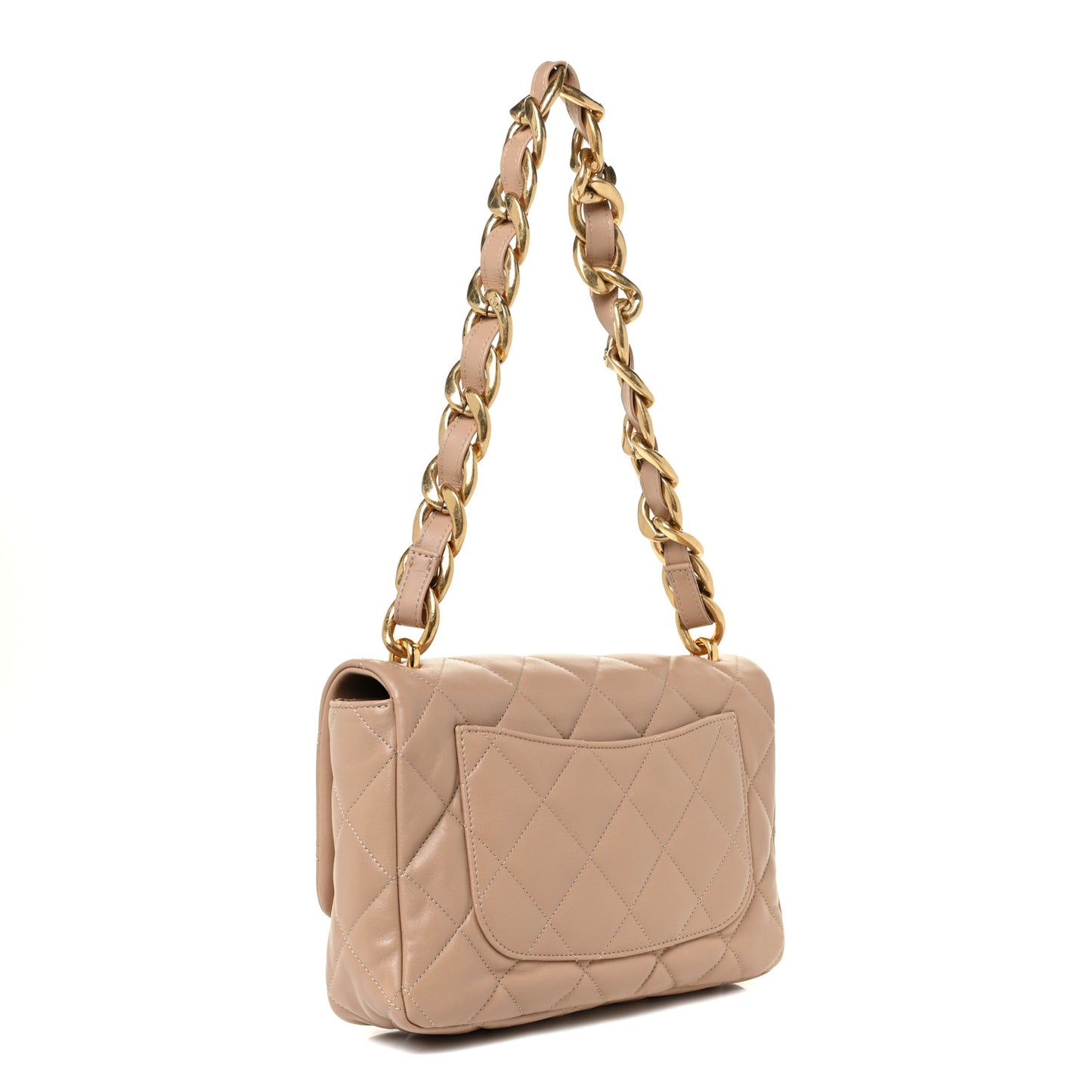 Lambskin Quilted Large CC Funky Town Flap Beige