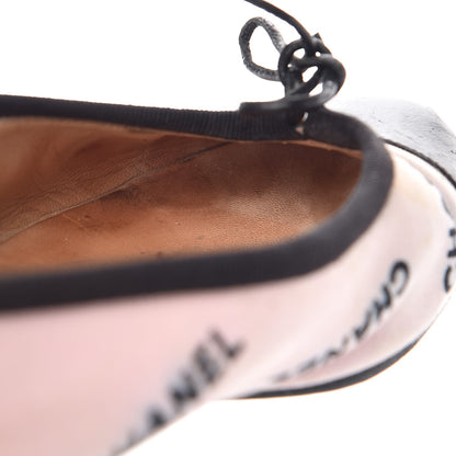 Chanel Printed Canvas Logo Ballet Flats 39.5 Pink Black 10 of 16