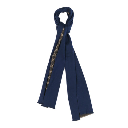 Gucci Wool Silk GG Monogram Ripon Simple Scarf Brown Blue 1 of 5