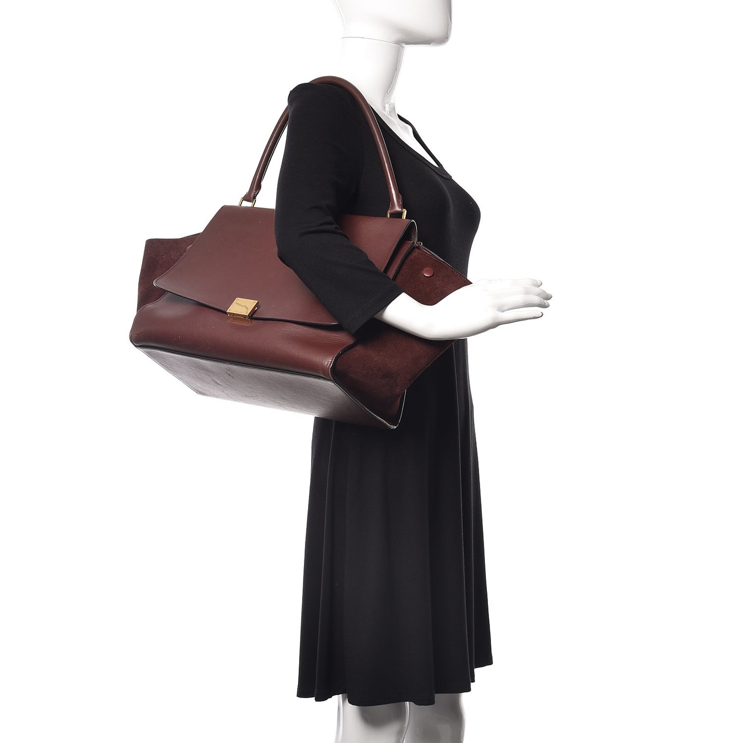 Smooth Calfskin Suede Large Trapeze Burgundy