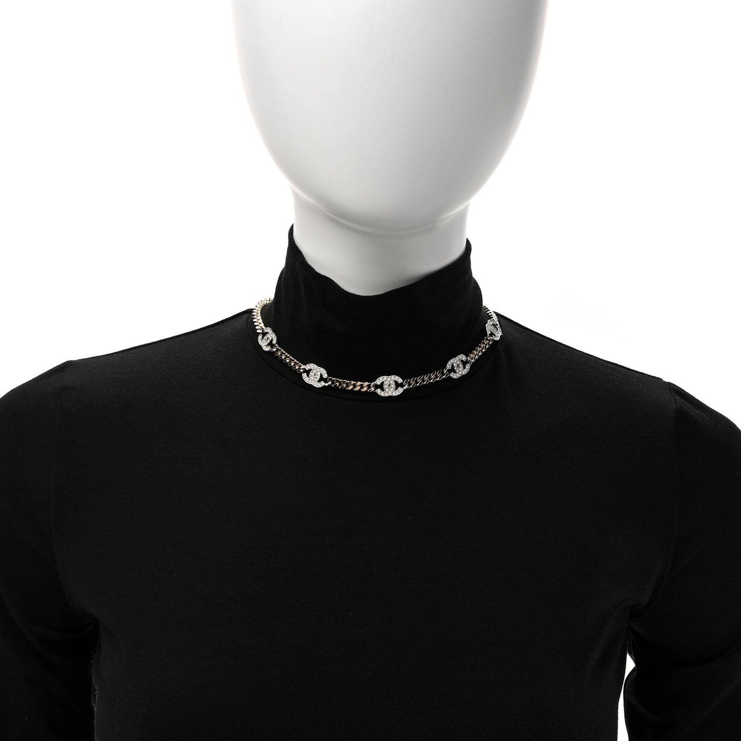 Crystal Chain CC Link Choker Gold Silver