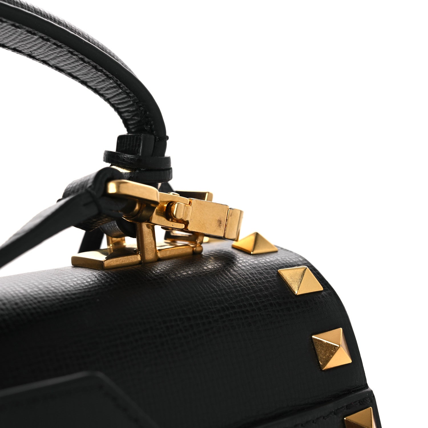 Valentino Garavani Grainy Calfskin Small Rockstud Alcove Top-Handle Flap Bag Black 10 of 10