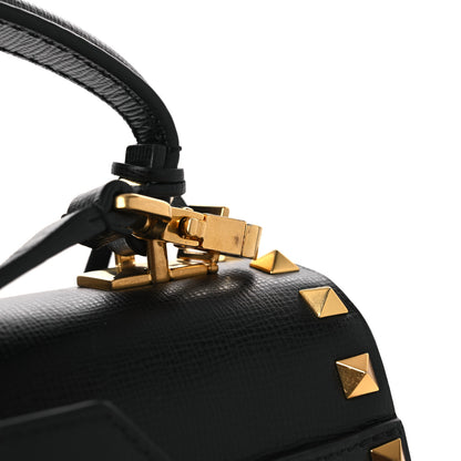 Valentino Garavani Grainy Calfskin Small Rockstud Alcove Top-Handle Flap Bag Black 10 of 10