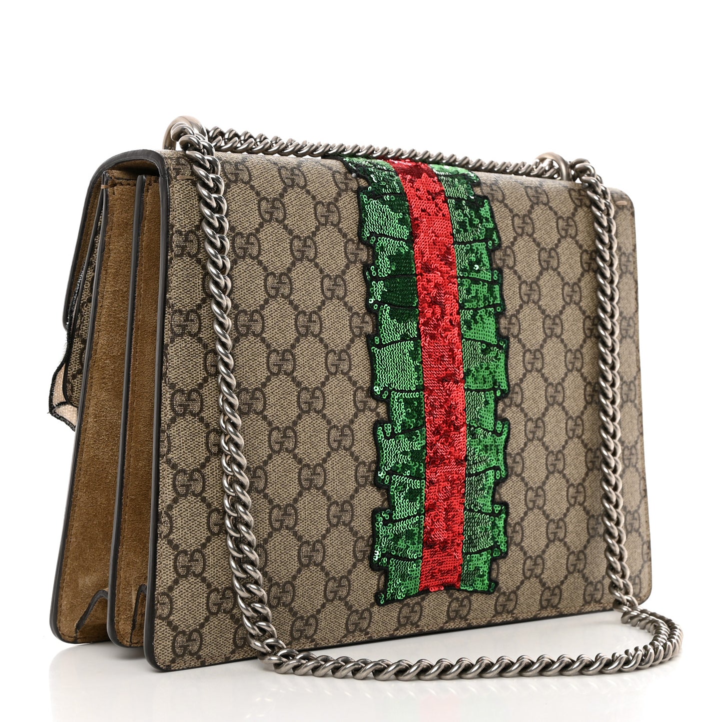GG Supreme Monogram Lightning Embroidered Medium Dionysus Shoulder Bag Beige