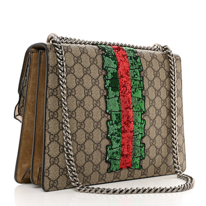 Gucci GG Supreme Monogram Lightning Embroidered Medium Dionysus Shoulder Bag Beige 2 of 12