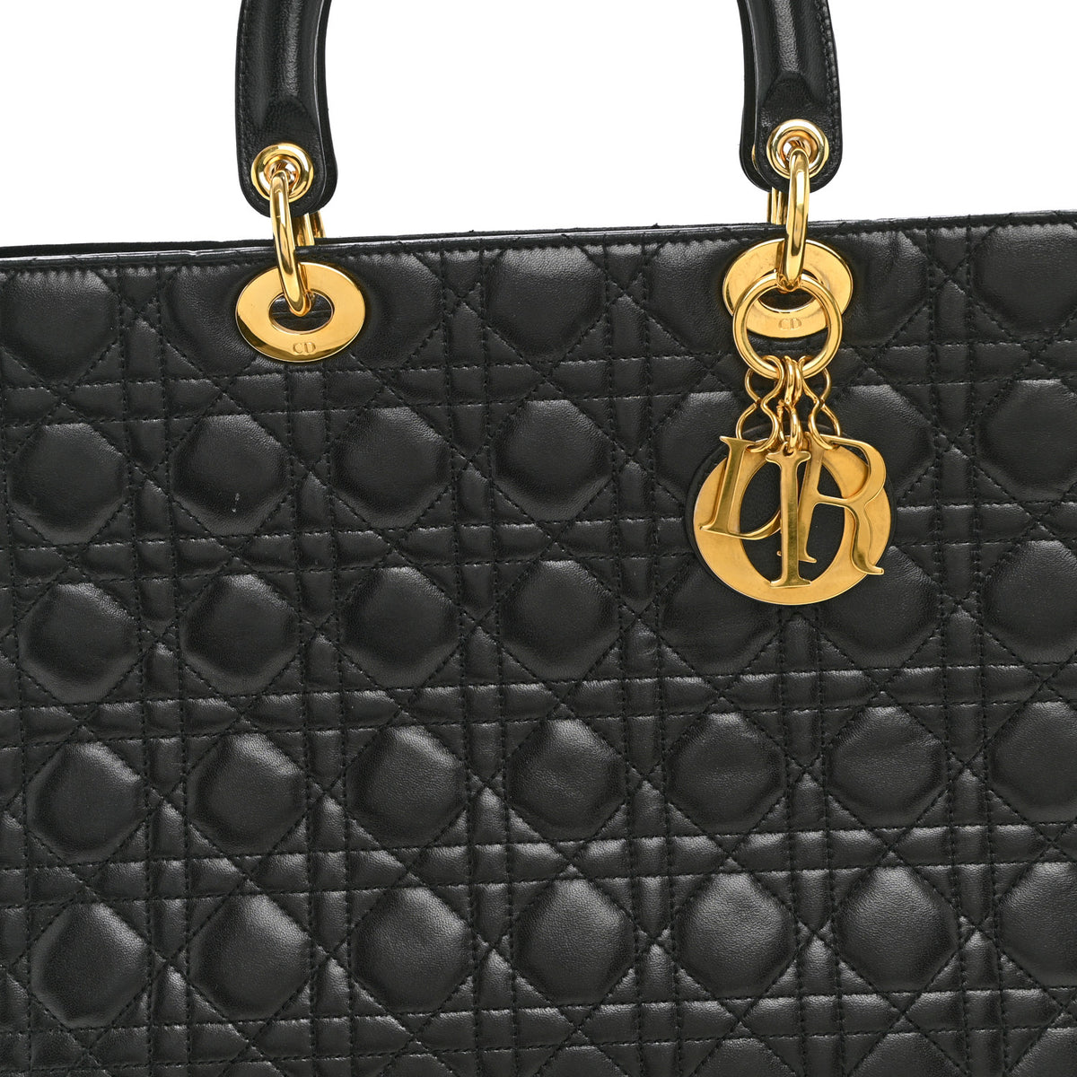 Christian Dior Lambskin Cannage Large Lady Dior Black Black 8 of 12