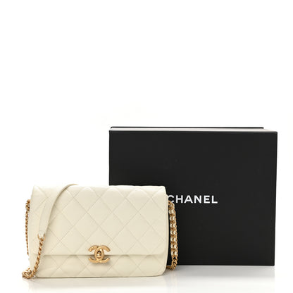 Chanel Shiny Caviar Quilted Large Chain Melody Flap White 11 of 11