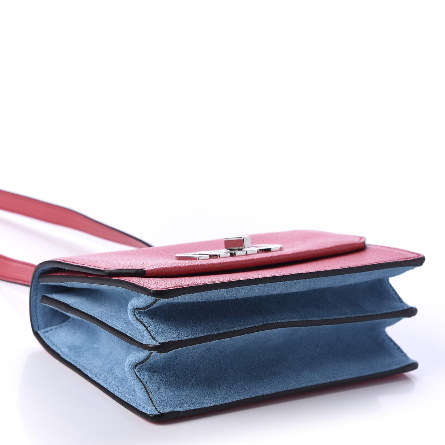 Goatskin Suede Madras Miu Logo Shoulder Bag Peonia Astrale