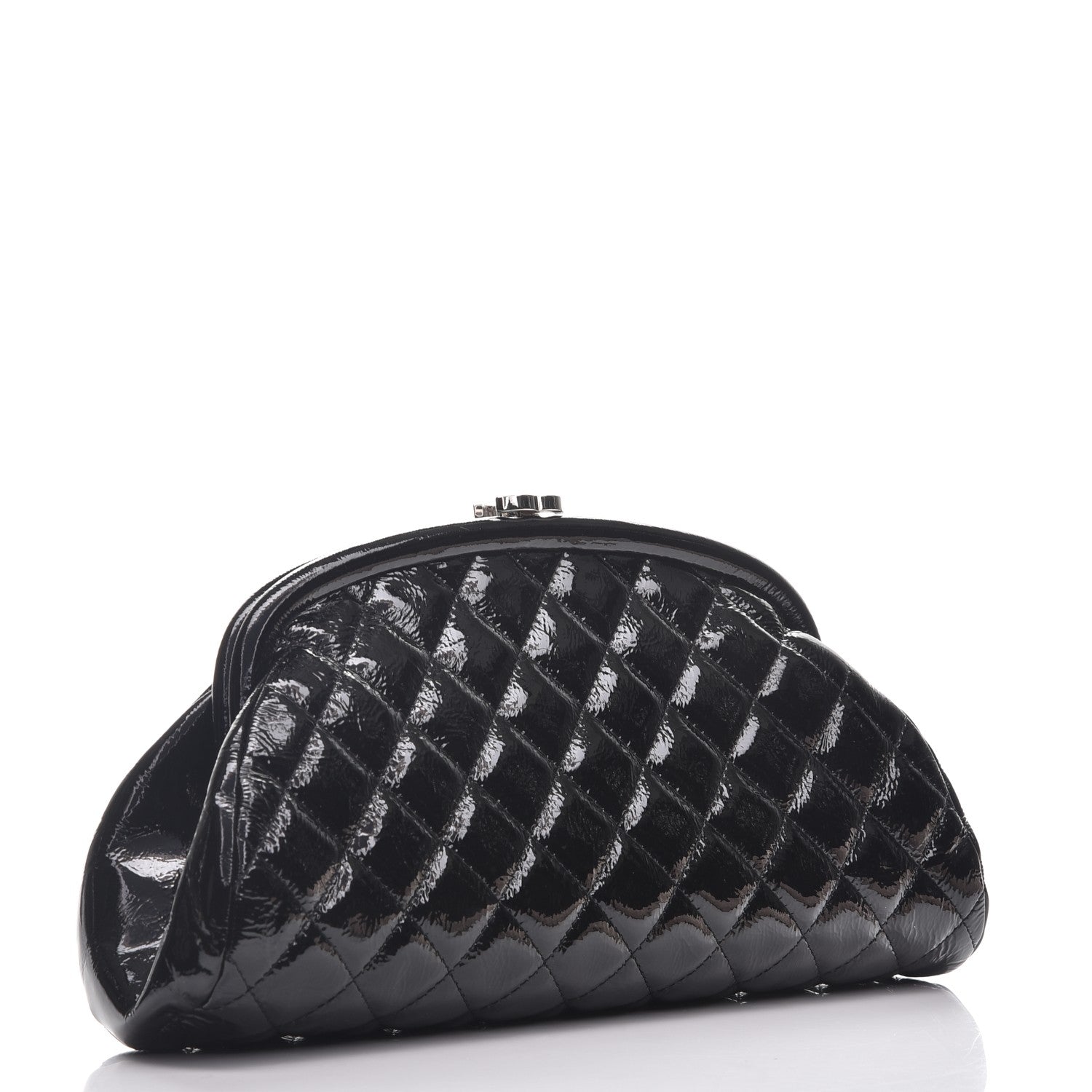 Chanel Distressed Patent Quilted Timeless Clutch Black 3 of 8