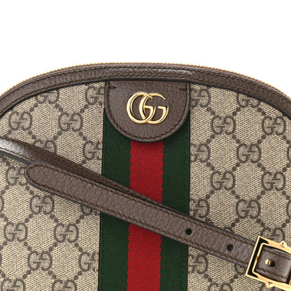 Gucci GG Supreme Monogram Textured Dollar Calfskin Web Small Ophidia Dome Shoulder Bag Beige Ebony New Acero 8 of 12