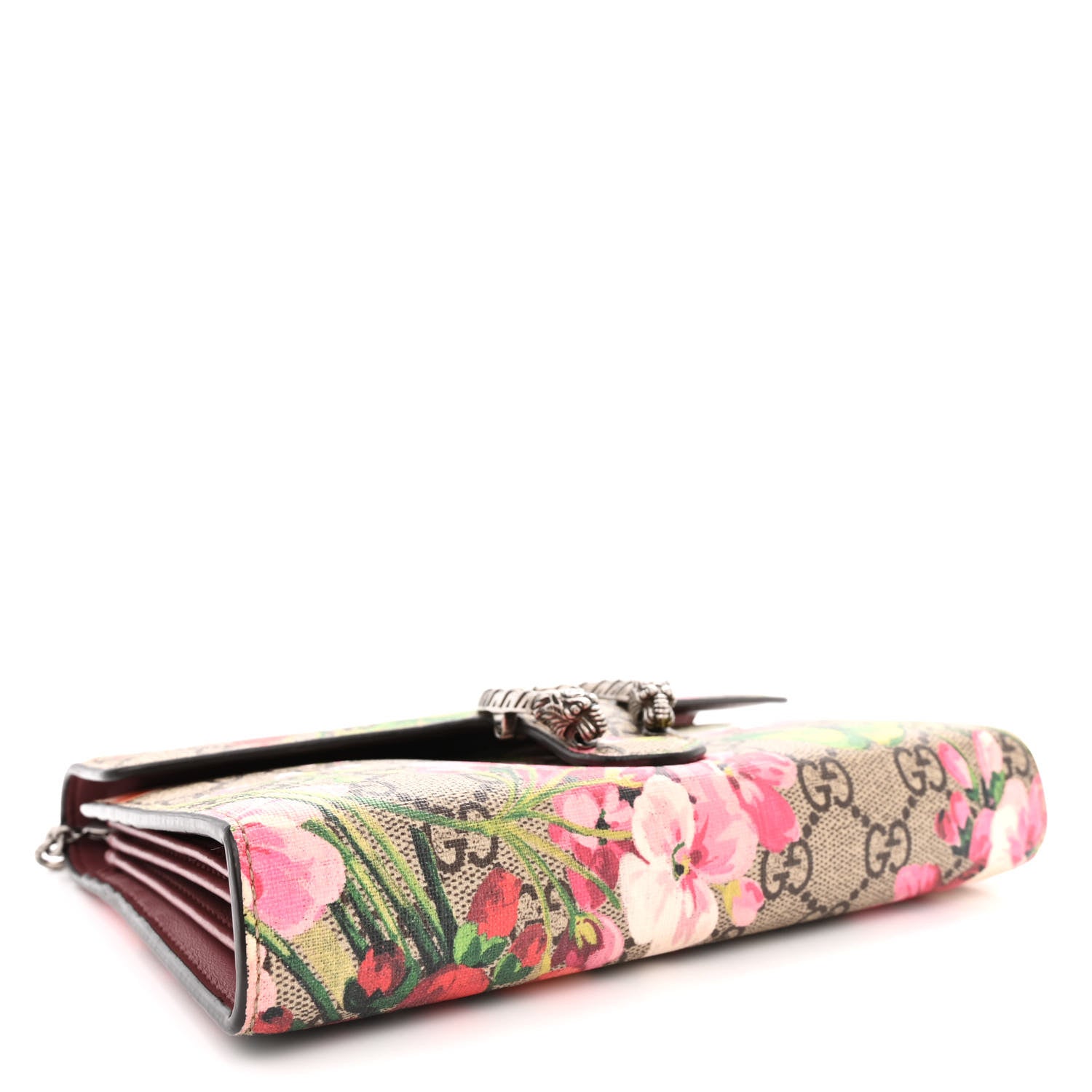 Gucci GG Supreme Monogram Blooms Mini Dionysus Chain Wallet Beige Multicolor Dry Rose 4 of 10