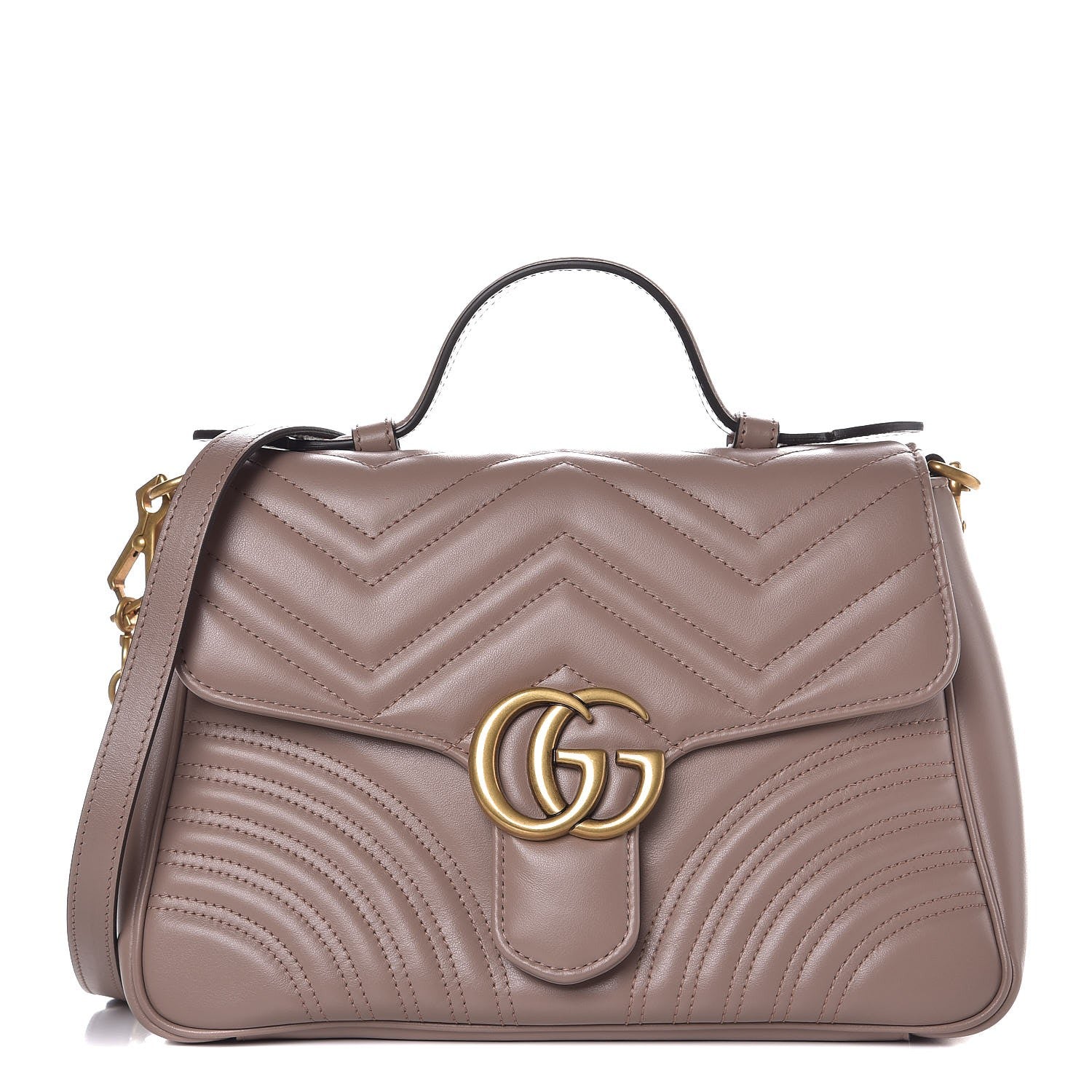 Gucci Calfskin Matelasse Small GG Marmont Top Handle Shoulder Bag Porcelain Rose 1 of 7