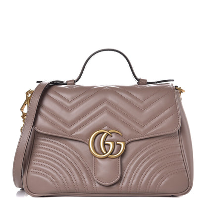 Gucci Calfskin Matelasse Small GG Marmont Top Handle Shoulder Bag Porcelain Rose 1 of 7