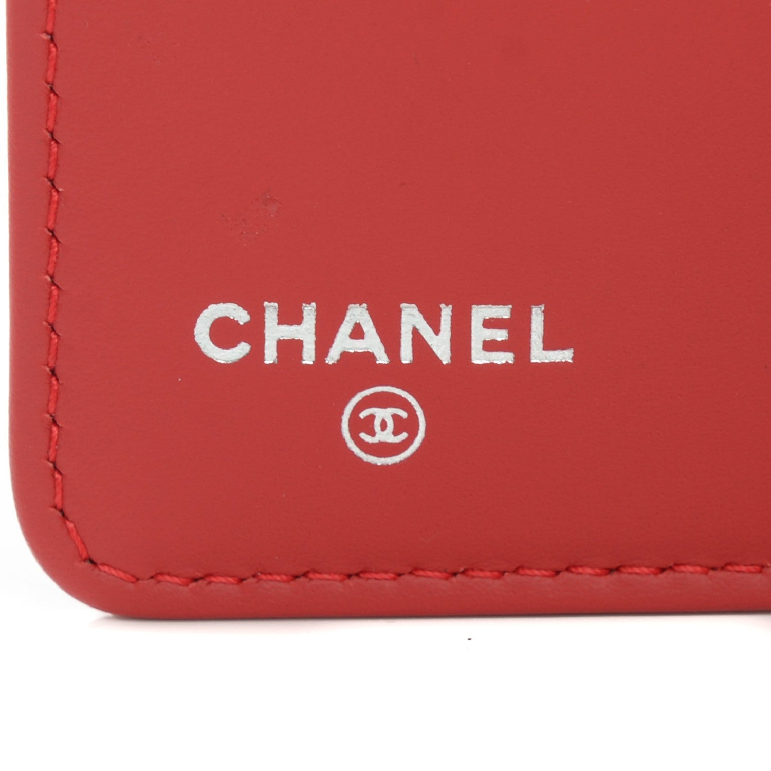 Chanel Lambskin Studded Timeless CC Yen Wallet Red 6 of 8