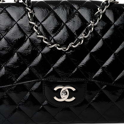 Chanel Distressed Patent Quilted Jumbo Single Flap Black 8 of 11