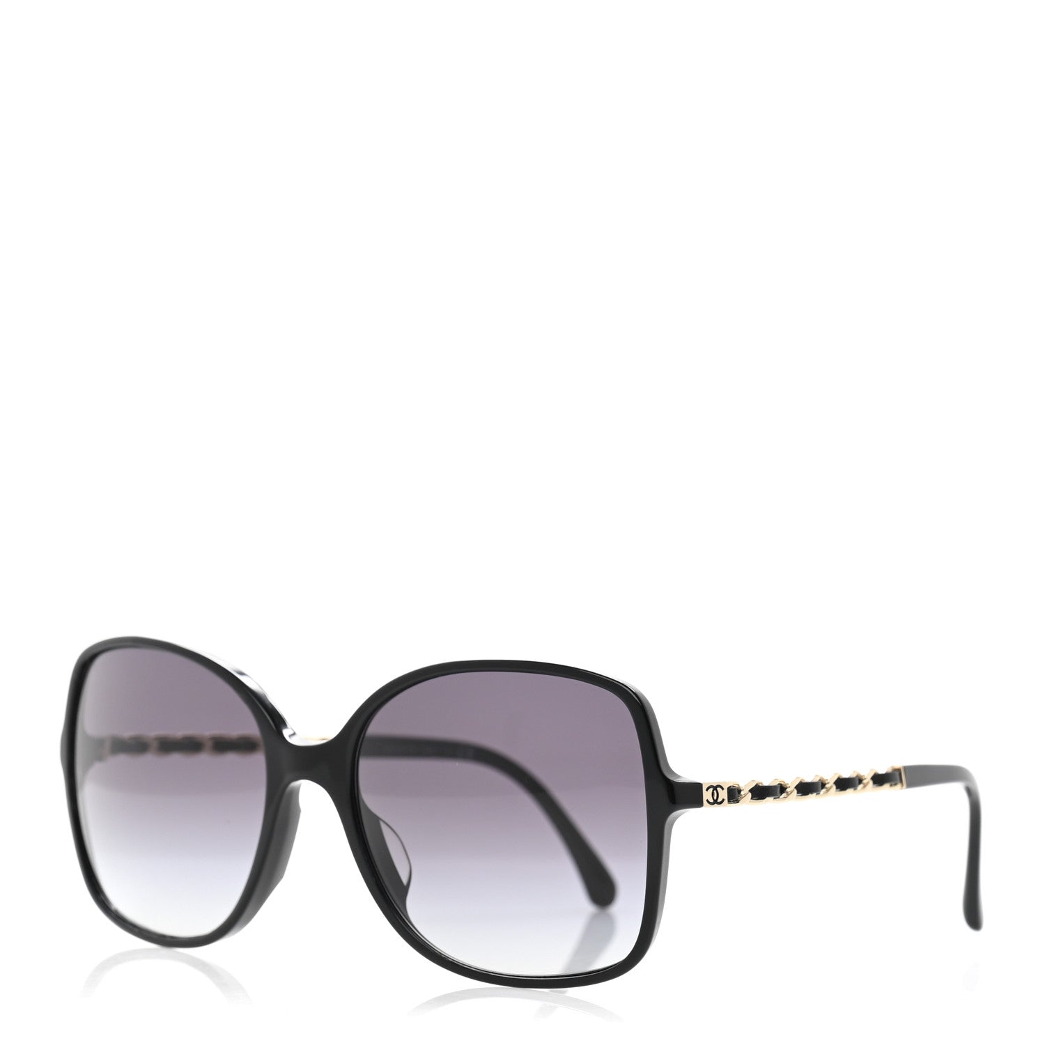 Chanel Acetate Metal Lambskin Square Chain Sunglasses 5210-Q-A Black 1 of 8