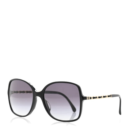 Chanel Acetate Metal Lambskin Square Chain Sunglasses 5210-Q-A Black 1 of 8