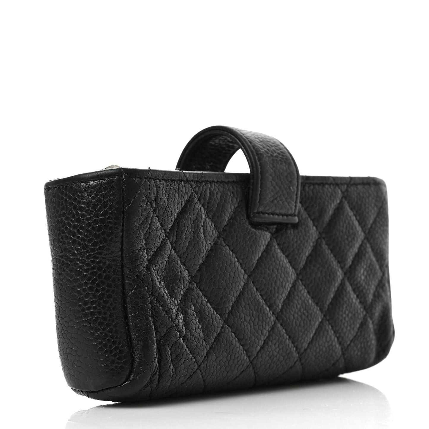 Caviar Quilted Mini Phone Holder Clutch Black