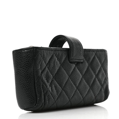 Chanel Caviar Quilted Mini Phone Holder Clutch Black 3 of 8