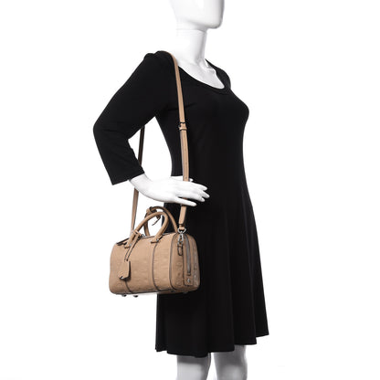 MCM Calfskin Ottomar Monogram Small Boston Bag Beige 2 of 9