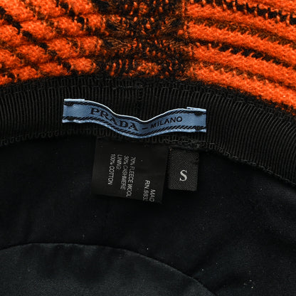 Prada Wool Cashmere Geometric Logo Womens Bucket Hat S Orange Black 8 of 9