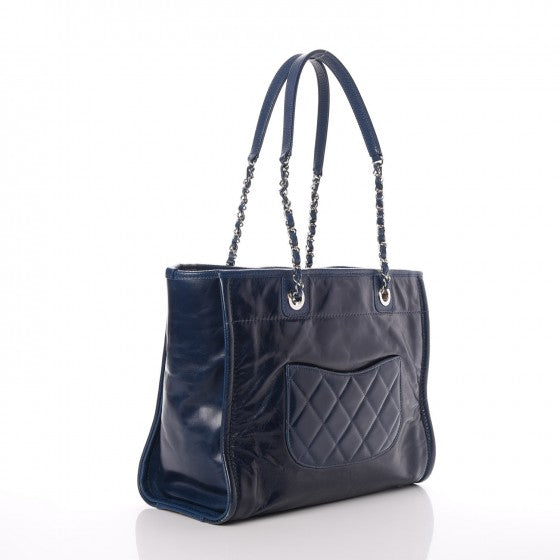 Chanel Calfskin Small Deauville Tote Blue 3 of 9