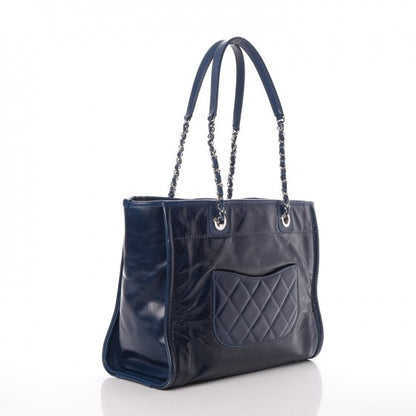 Chanel Calfskin Small Deauville Tote Blue 3 of 9