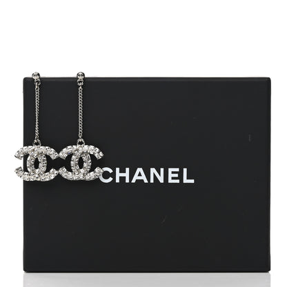Chanel Baguette Crystal CC Drop Earrings Silver 4 of 4