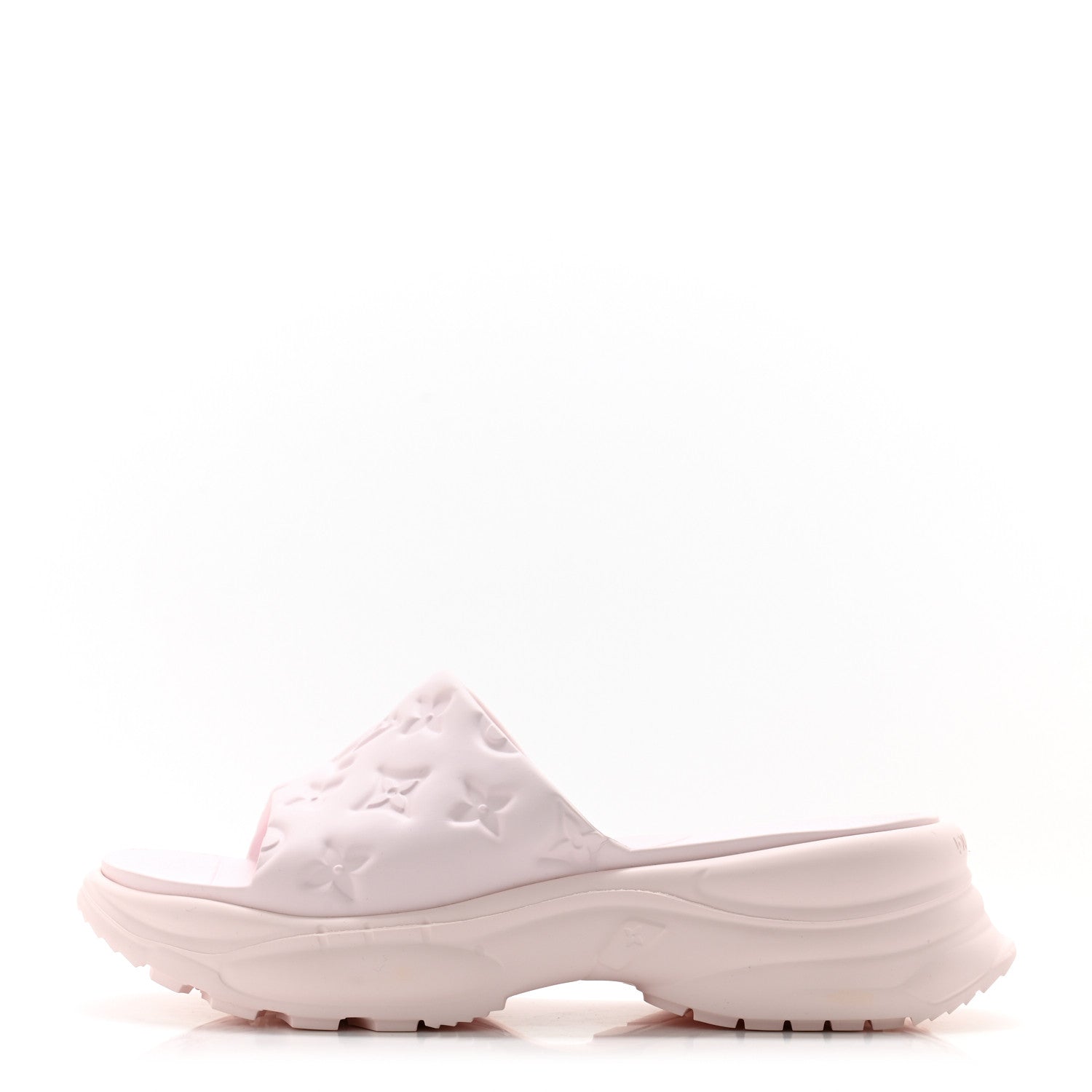 Louis Vuitton Rubber Monogram Embossed Pool 55 Flat Comfort Mule 38 Rose Clair 1 of 9