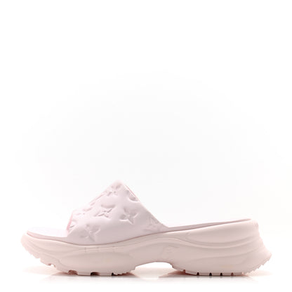 Louis Vuitton Rubber Monogram Embossed Pool 55 Flat Comfort Mule 38 Rose Clair 1 of 9