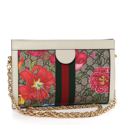 Gucci GG Supreme Monogram Flora Web Small Ophidia Chain Shoulder Bag White 3 of 9
