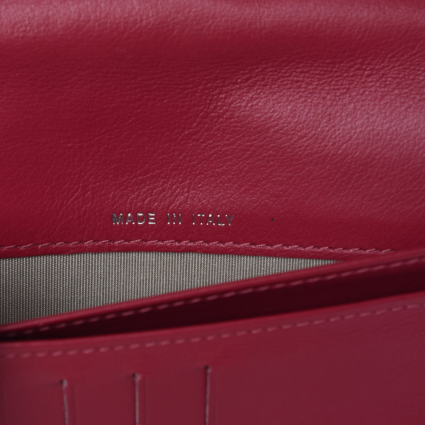 Lambskin Diamond Stitched Yen Wallet Fuchsia