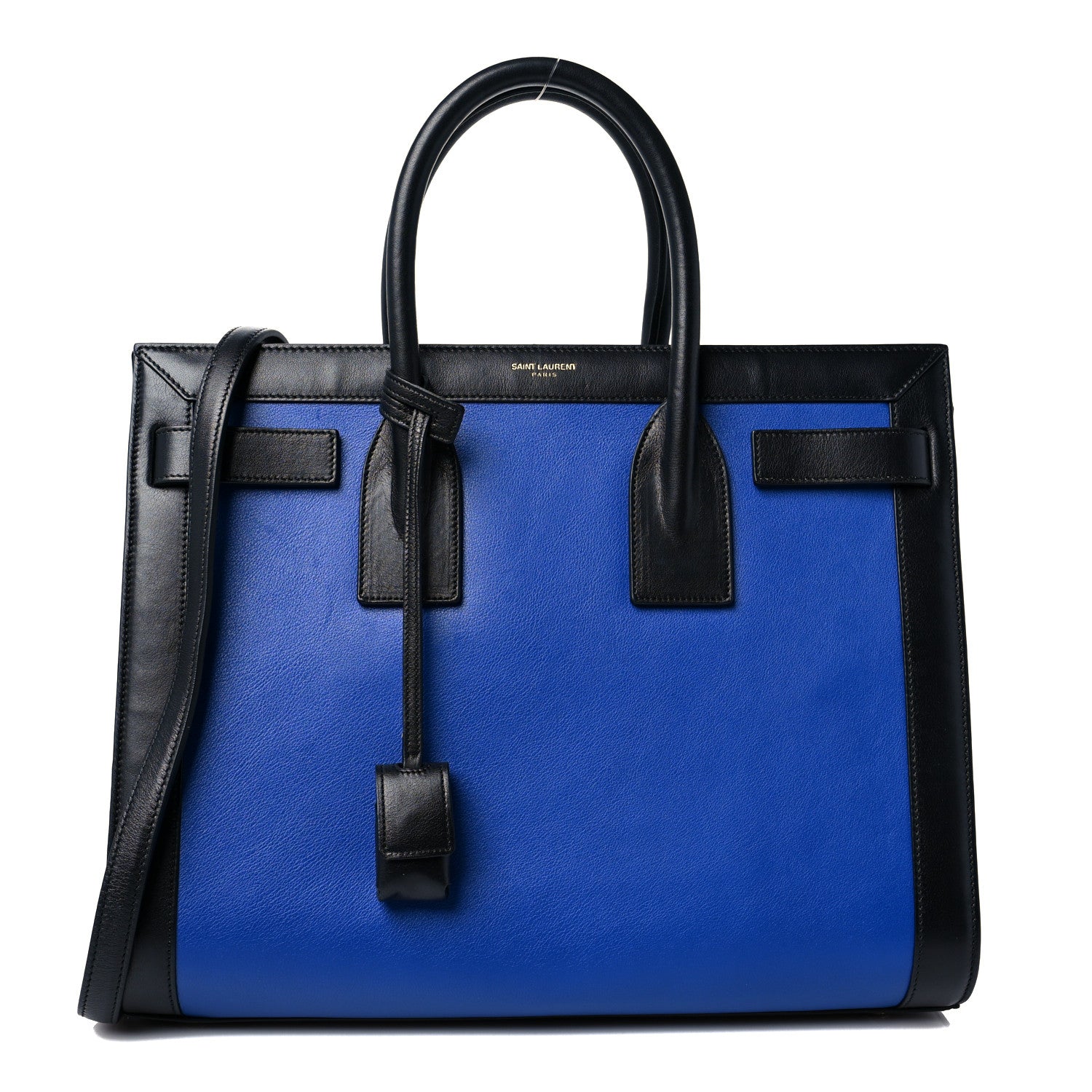 Saint Laurent Calfskin Bi-Color Small Sac De Jour Royal Blue Black 1 of 8