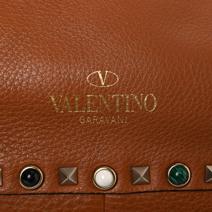 Valentino Garavani Stampa Alce Calfskin Medium Guitar Strap Rockstud Rolling Reversible Tote Light Cuir Rubin 10 of 29