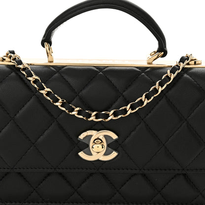 Chanel Lambskin Quilted Trendy CC Dual Handle Clutch With Chain Black 9 of 12