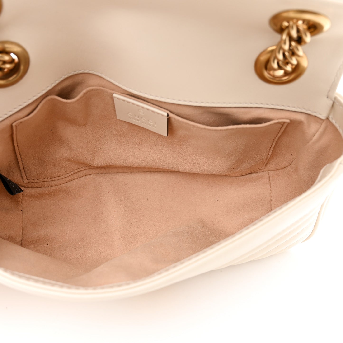 Calfskin Matelasse Mini GG Marmont Shoulder Bag White