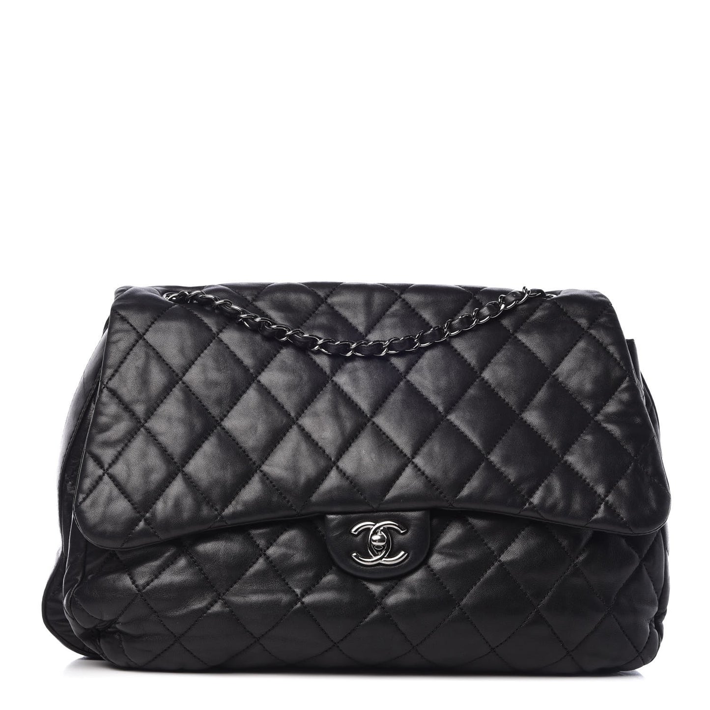 Lambskin Quilted 3 Maxi Flap Bag Black