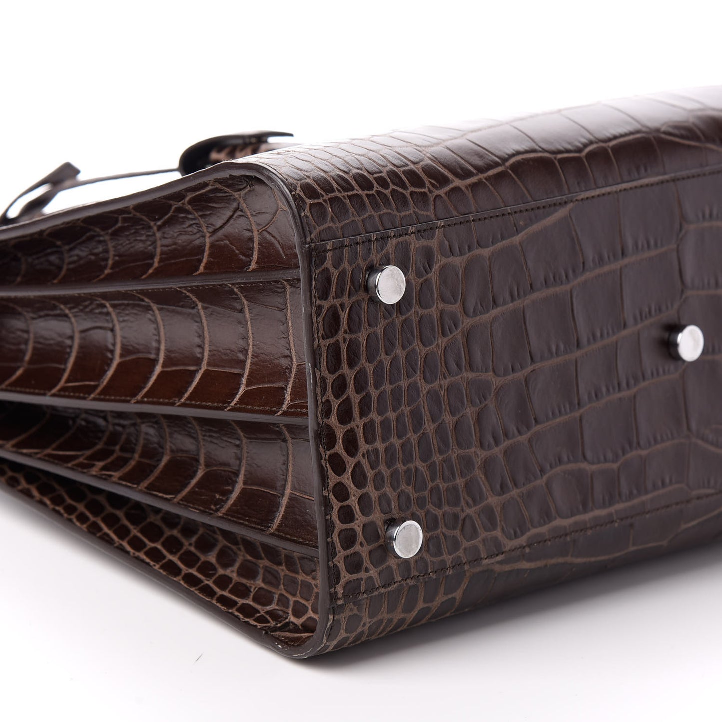 Calfskin Crocodile Embossed Small Sac De Jour Brown
