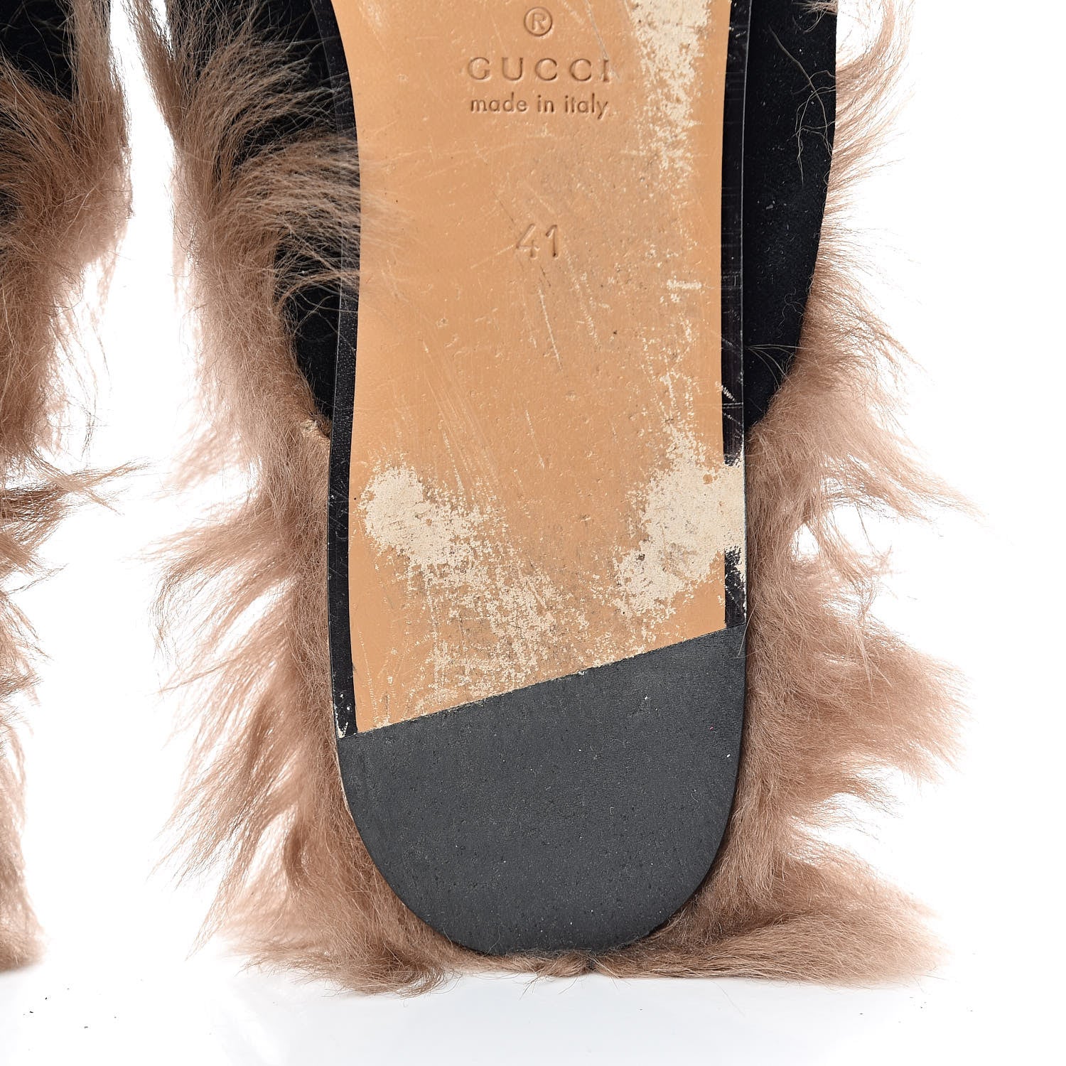 Gucci Velvet Fur Womens Princetown Slippers 41 Black 9 of 12