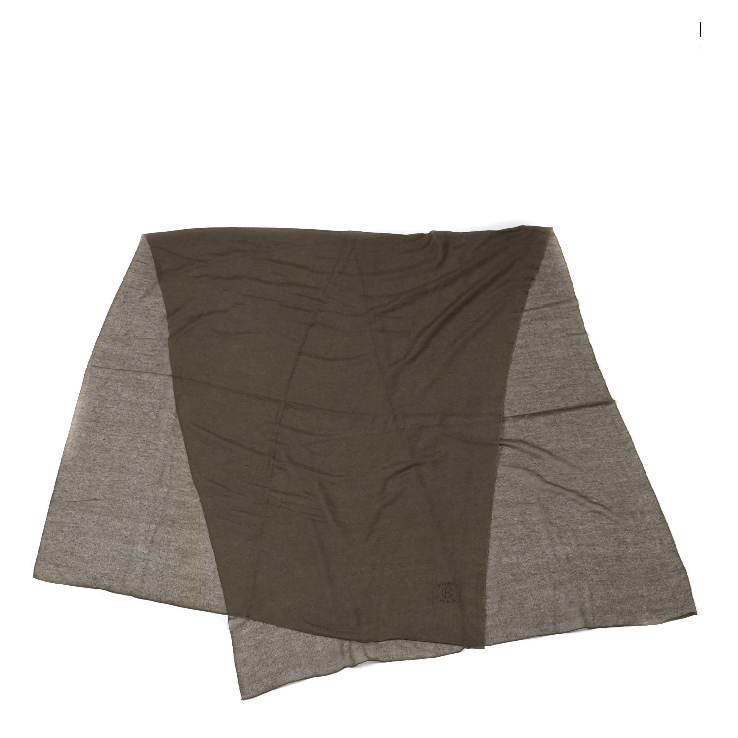 Hermes Cashmere Silk Plume Unie Stole Etoupe 2 of 4