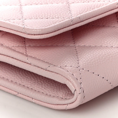 Chanel Caviar Quilted Crystal CC Large Gusset Flap Wallet Pink 10 of 11