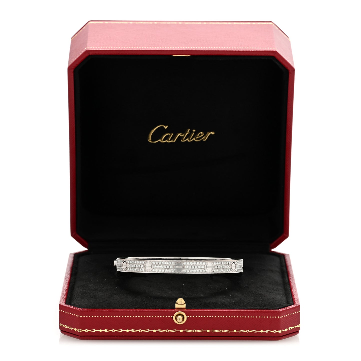 18K White Gold Diamond LOVE Paved Bracelet 18